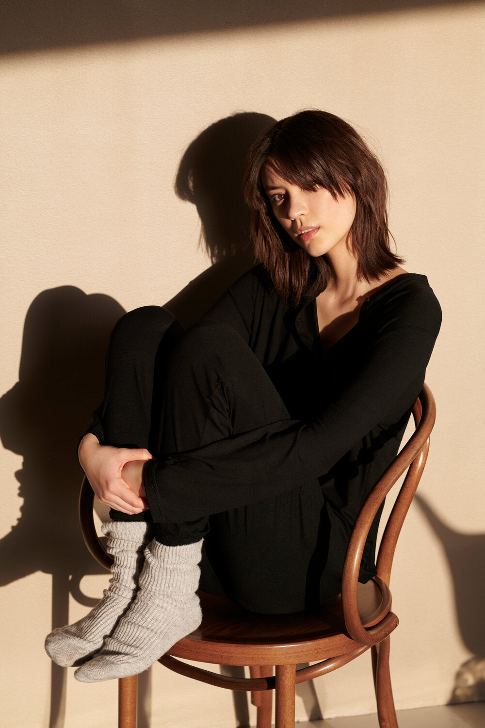 Boyfriend uldstrømper - Oatmeal Melange